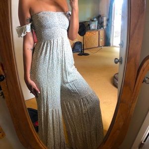 Off the shoulder floral jumpsuit